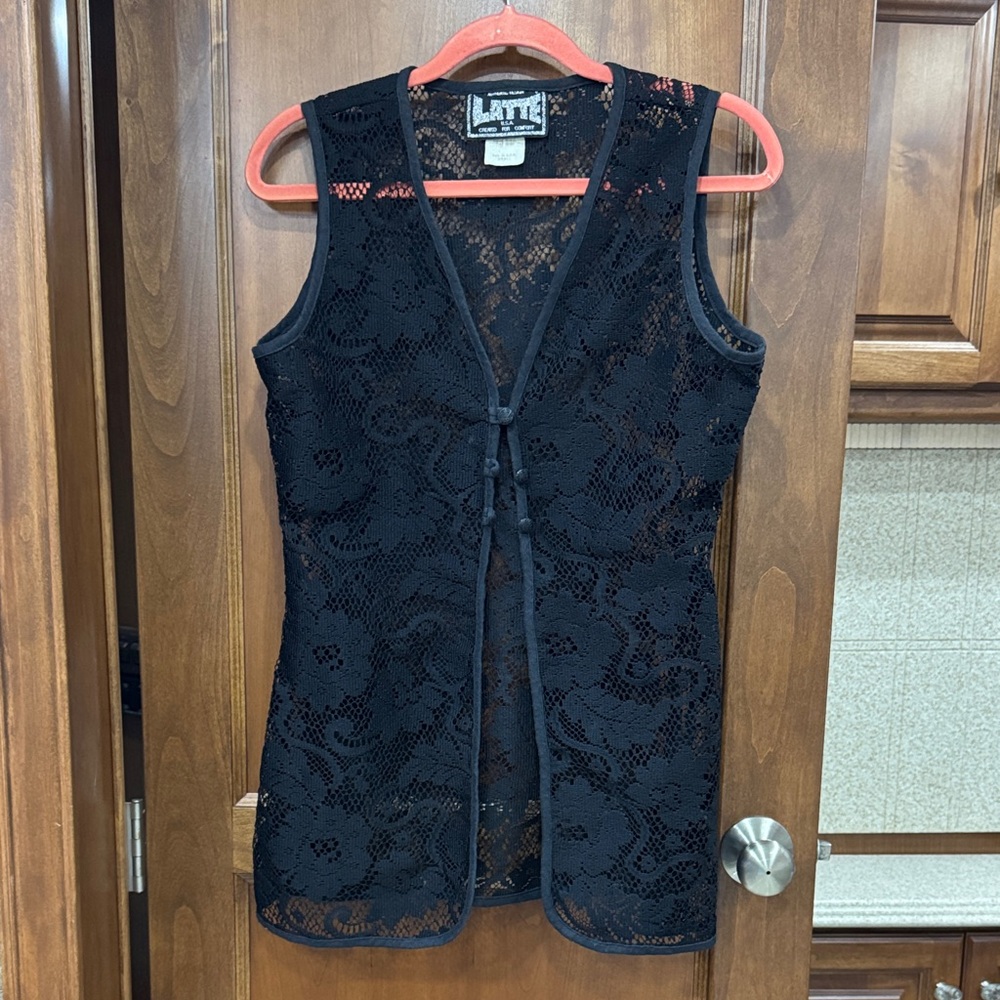 Black Lace Vest Vintage size small